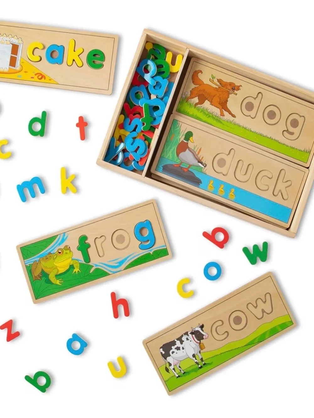 Bundle Melissa & Doug Wooden Alphabet puzzle and see and spell puzzle toy